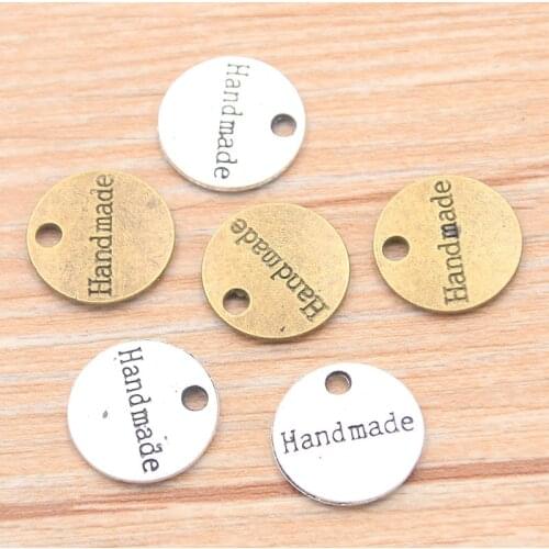 PULCHRITUDE 20pcs 15mm Two Color Round Letters Charms Handmade Pendant Jewelry Metal Alloy For DIY Necklace Bracelet Marking
