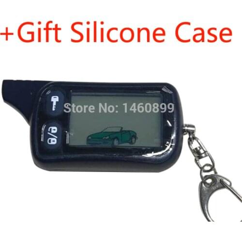 TZ 9010 LCD Remote Control Key Fob +Gift Silicone Case For Russian 2-Way Car Alarm Keychain Tomahawk TZ9010 TZ-9010