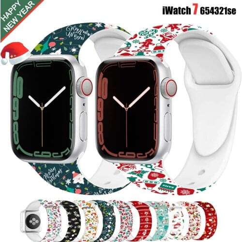 Christmas strap for Apple watch 6 band 44mm 40mm 42mm 38mm Silicone belt watchband Sport bracelet iWatch 6 5 4 3 SE series band