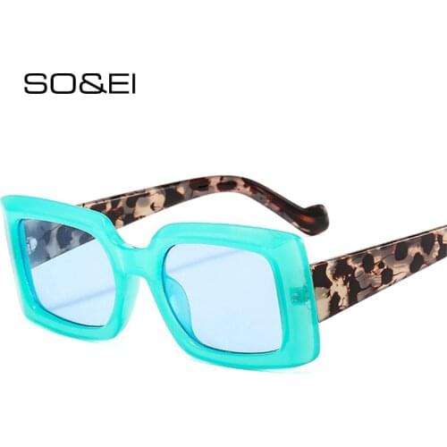 SO&EI Fashion Colorful Square Sunglasses Women Candy Color Eyewear Retro Rectangle Female Trending Sun Glasses Shades UV400 Men