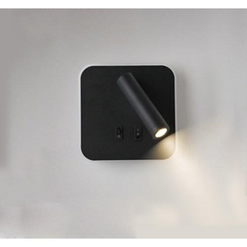 Modern Simple Wall Lamp Black White Nordic Wall Light Hotel Bedroom Livingroom LED Aluminum Acrylic Lamp Adjustable Reading Lamp