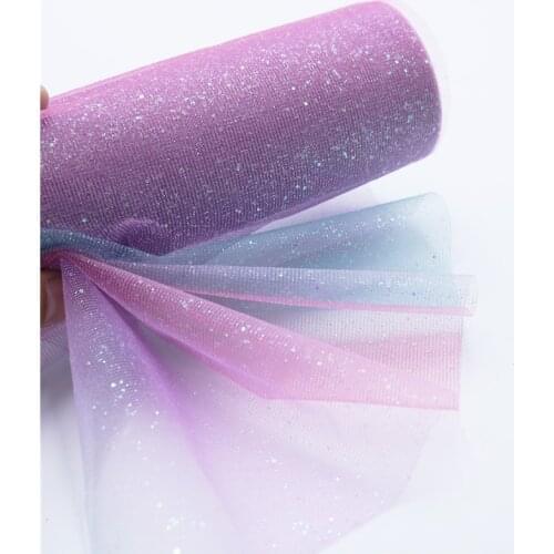 10 Yds Rainbow Glitter Tulle Fabric DIY Craft Sash Baby Shower Tutu Skirt Packaging Gifts Bridal Headwear Wedding Party Supplies