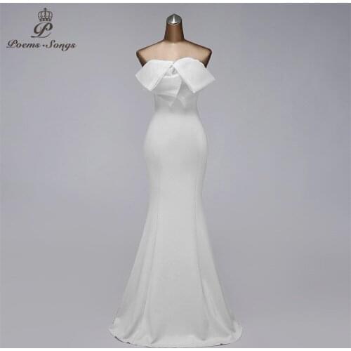 Candy color evening dresses woman party night elegant evening gown bow style party dress sexy strapless mermaid prom dress