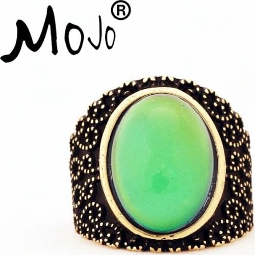 Mojo Vintage Bohemia Retro Color Change Mood Ring Emotion Feeling Changeable Ring Temperature Control Ring for Women MJ-RG005