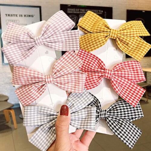 New Women Girls Cute Plaid Bow Hairpins Sweet Hair Clips Headband Barrettes Lovely Hair Ornament Fashion Hair Accessories