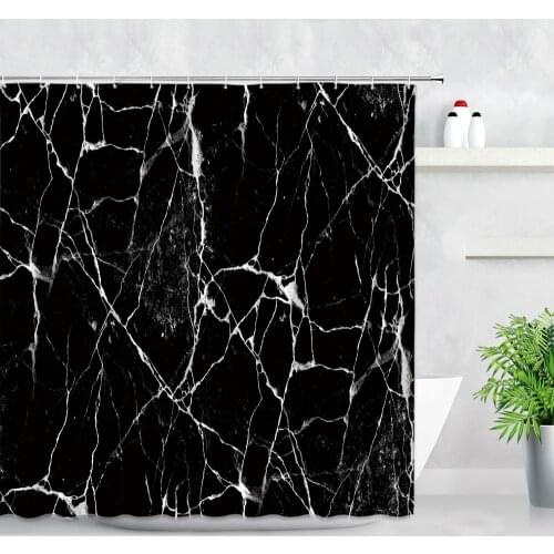 Geometric Pattern Shower Curtains White Marble Golden Stripe Nordic Style Modern Home Bathroom Decor Waterproof Bath Curtain Set