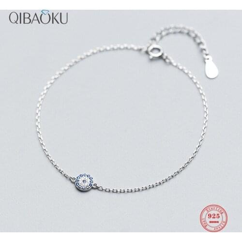 925 Sterling Silver Bracelet for Women CZ Blue Evil Eye Bracelet Lucky Bracelets for Women Jewelry Earrings Necklace Accessories