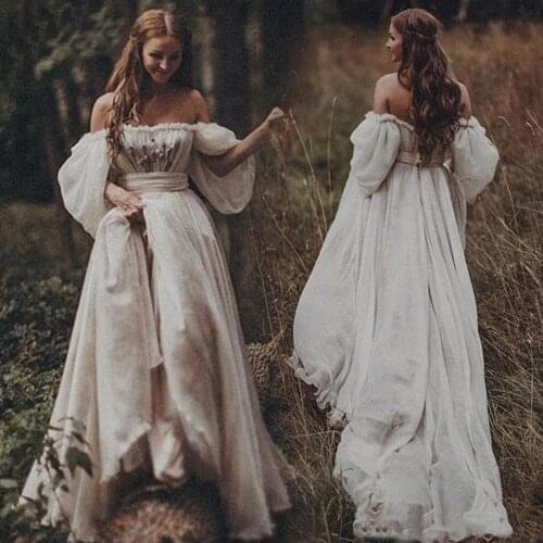 Vestidos Sexy Wedding Dresses Chiffon Pleat Strapless Full Sleeve Zipper A-Line Bridal Gowns Novia Do 2021