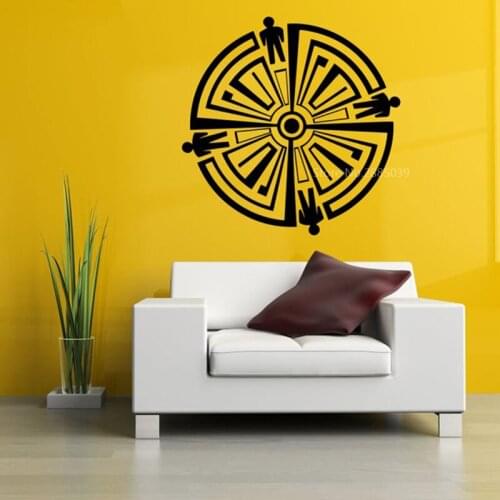 Sign Maze For Four People Decor Living Room Bedroom Home Decal Removable Vinyl Wall Sticker Mural BD349