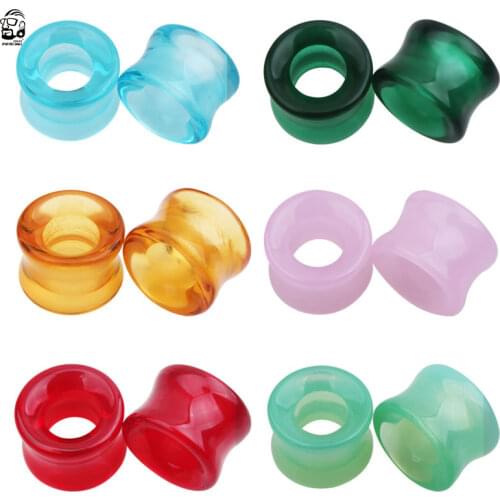 New Arrival Mix colors Pyrex Glass Ear Gauge Plug Ear Tunnel Hand Made Ear Expander Ear Piercing Stretcher Sexy Body Jewelry
