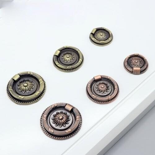 10pcs/ Vintage Cabinet Knobs Drawer Dresser Door Bin Cupboard Drop Ring Pulls Handle drawer kitchen door handles and knobs