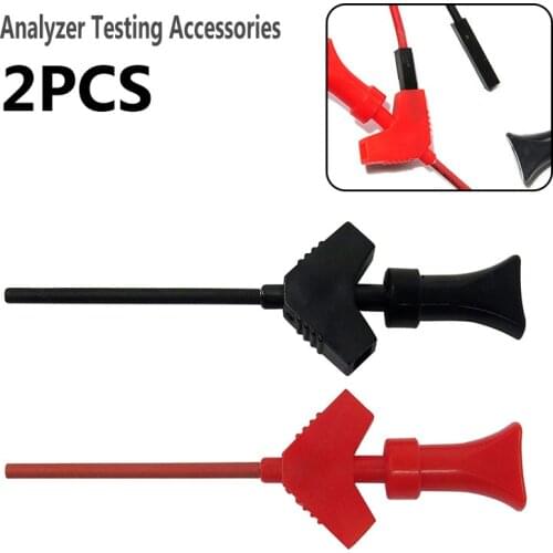 2pcs/set P5003 Mini Grabber SMD IC Test Hook Clip Jumper Probe Logic Analyzer Testing Accessories Black Red
