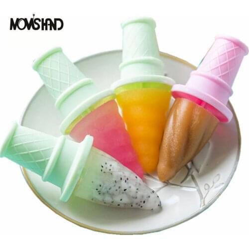 MOMS HAND 4Pcs Ice Cream Popsicle Molds Cooking Tools Reusable DIY Frozen Ice Cream Pop Moulds