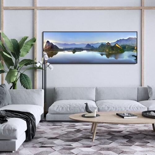 Abstract Lake Mountain Painting Canvas Prints And Posters Landscape Wall Art For Room Decor Wall Painting Nordic Poster Artwork
