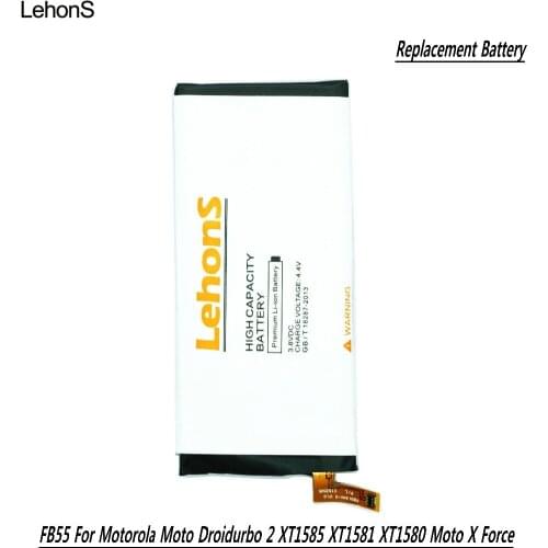 LehonS 1x FB55 Moible Phone Battery For Motorola Moto Droid Turbo 2 XT1585 XT1581 XT1580 Moto X Force 3550mAh / 3760mAh 50g