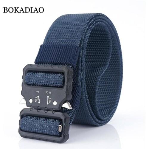 BOKADIAO New men canvas belt Quick release luxury Metal buckle jeans belt Army military nylon Training tactical belts strap male