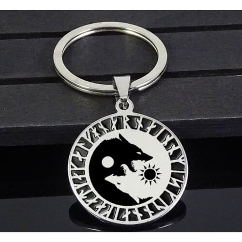Yin Yang Wolf Keyring Sun Moon Disc Keyrings Top Selling Keychain Best Gift Facroty Price for You YP6683