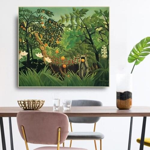 Citon Henri·Rousseau《Exotic Landscape》Canvas Oil painting Artwork Poster Picture Wall Decor Modern Home Living room Decoration