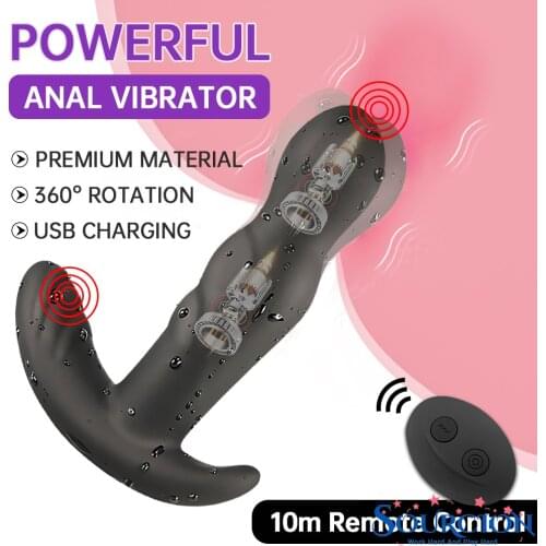 SWT A 360 Degree Prostate Massager Rotating Anal Sex Toy for Men Vibrator Silicone Plug Vibrating Adult G-Spot Stimulation