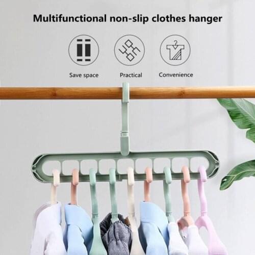 Multifunctional Wardrobe Nine-Hole Hanger Creative Rotatable Windproof Drying Rack Plastic Storage 9-Hole Hanging Clothes Rack