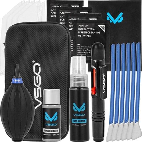 VSGO DKL-20 Camera Lens Cleaning Kits:Including Cleaning Solution/APS-C Cleaning Swabs/Lens Pen/Air Blower/Cleaning Cloth