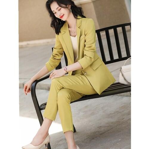 2021 new autumn high-end womens suit, western style, fashion business wear, temperament goddess fan two-piece suit