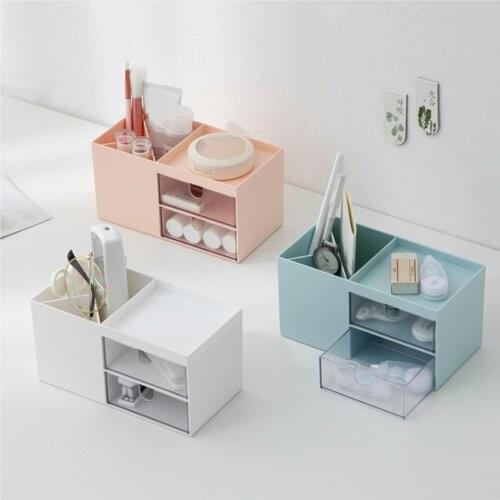 New Plastic Cosmetic Box Double Floor Storage Drawer Bedroom and Bathroom Simple Jewelry Desktop Sto