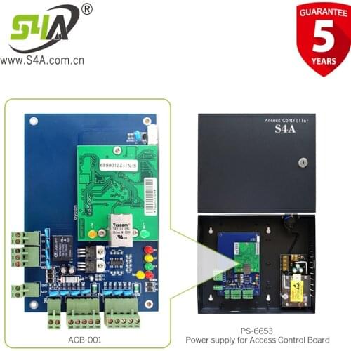 Door Control 4 in 1 TCP/IP Access Control Panel Board with DC12V 5A Metal Power Supply Converter Box for Office Entry System