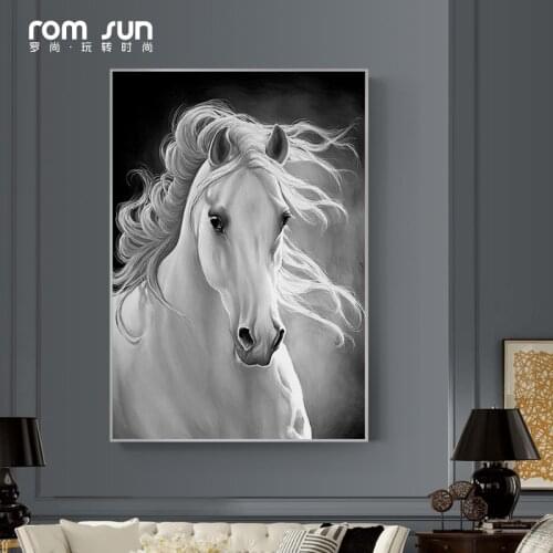 Modern Nordic Style Horse HD Poster Canvas Painting Wall Art Pictures For Living Room Home Decor Yellow White Posters And Prints