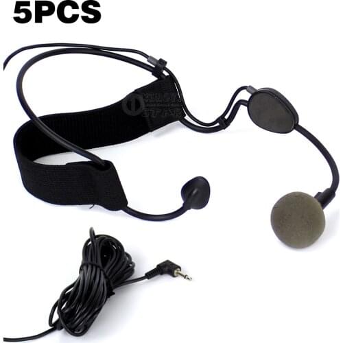 5PCS 3.5mm Professional Wired Vocal Headset Dynamic Microphone Headworn Karaoke Mike For WH20TQG Mini Speaker PC Computer Guitar