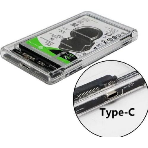 Transparent USB 3.1 UASP Type C to Sata 3.0 HDD Case 2.5 inch Hard Drive Enclosure type c hard drive box