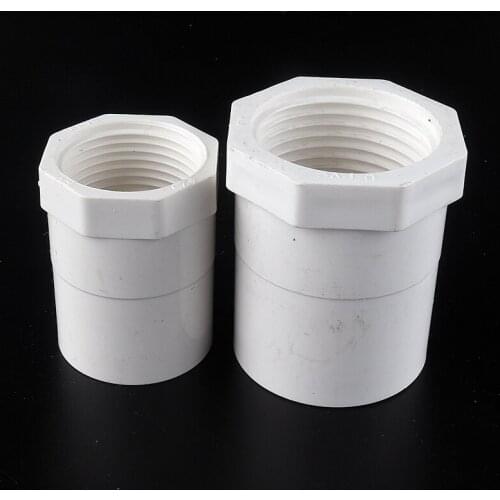 20-50mm ~1/2"-1.5" Female Thread PVC Straight Connector Water Pipe Joint Aquarium Parts Garden Irrigation Adapter