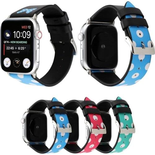 YUKIRIN Dots Cartoon Mouse Genuine Leather Band for Apple Watch Series SE 6 5 4 3 2 1 Bracelets Strap for iWatch 38 42mm 40 44mm
