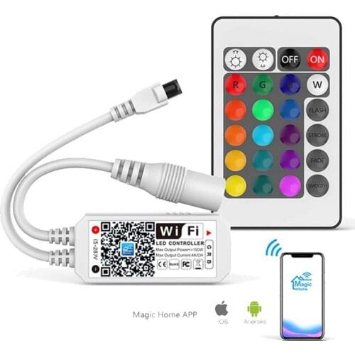 RGB Wifi Controller 24 Keys 4P WiFi Led Strip Music Controller Magic Home 5V 12V 24v Google Assistant Alexa