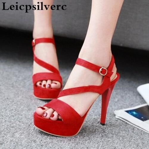 Summer new thin and toe toe women sandals suede evening show waterproof table high heeled sexy nightclub shoes