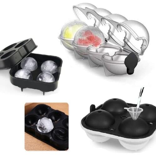 4 Holes Silicone IceCube Maker Mold Whiskey Various Shapes Mould Ice Grid Trays Round Homemade Ice Ball Kitchen Bar Gadgets