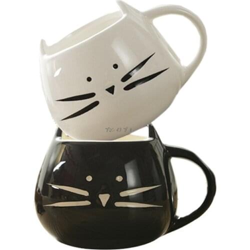 Cute Cartoon Cat Coffee Milk Tea Drink Ceramic Mug Cup White/ Black Lover Kid Gift