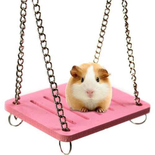 Cute Parrot Hamster Swing Hanging Gadget Wooden Cage Hamster Toy Chinchilla Amuse Mouse Pet Bridge Accessories Supplies
