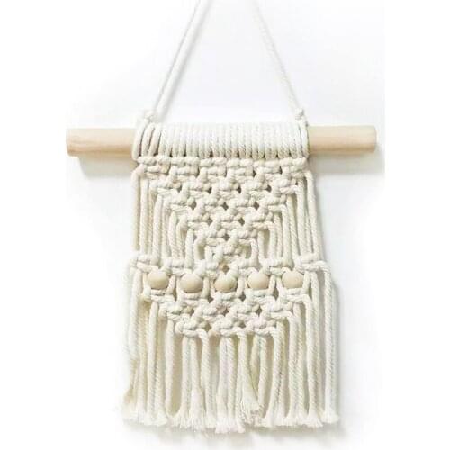 Nordic Macrame Wall Tapestry Hand Woven Cotton Small Wall Tapestry for Kids Room Photo Props Boho Decor Wall Decor Farmhouse