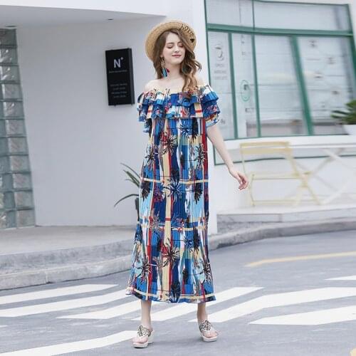 Speed sell through eBay amazon new large size ladies' dress strapless dresses fat mm beach a word