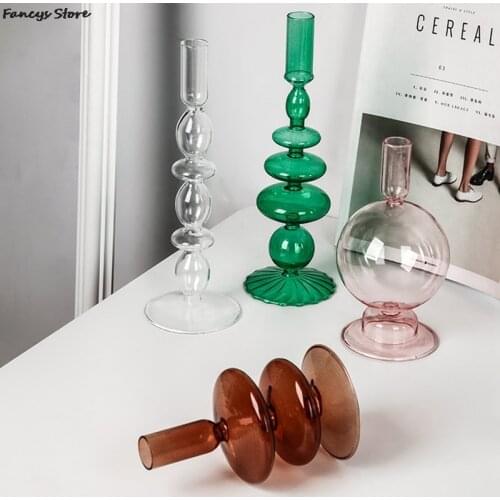 Glass Candle Holder Wedding Centerpieces For Tables Candlestick Holder Home Decor Pillar Candle Stand Romantic Fragrance Holder