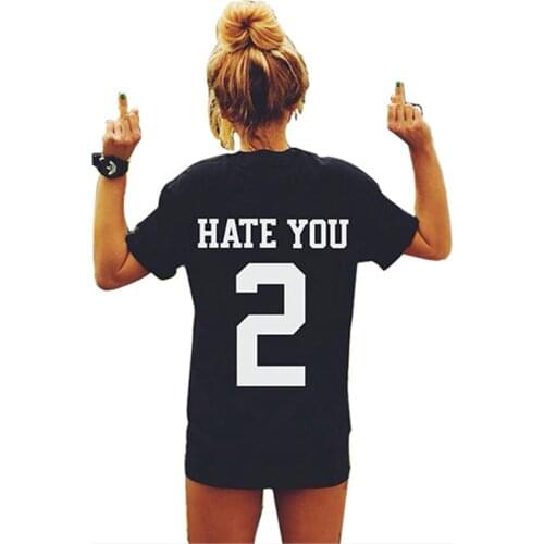 Stylish Women Casual Personality Back Print O-Neck Short Sleeve All-match Black Loose T-shirt Tops