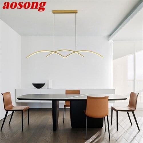 AOSONG Nordic LED Pendant Light Contemporary Gold Lamp Fixtures Decorative For Home Dining Room