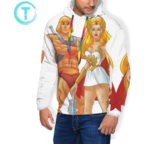 He Man Hoodie He-Man And She-Ra Hoodies Long Sleeve White Pullover Hoodie Polyester Warm Fashion XXXL Hoodies