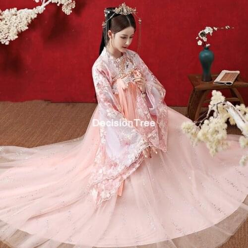 2021 chinese traditional woman hanfu dress year oriental ancient performance stage folk dance costumes han dynasty hanfu dress