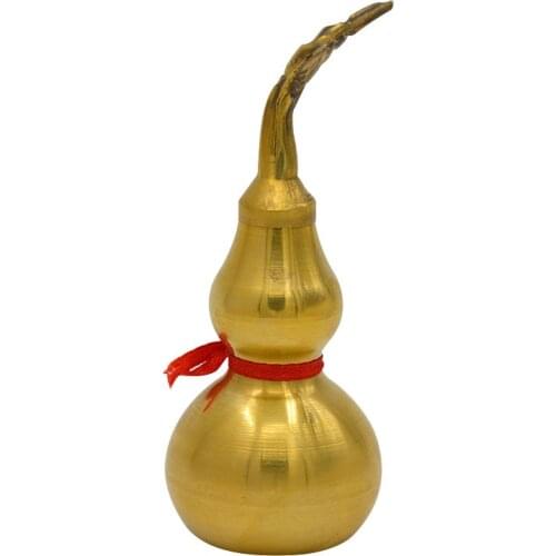 Traditional Chinese Feng Shui Copper Copper Gourd Brass Mental Golden Wu Lou Hu Lu Health Enhance Luck Ornament Decor Tai Chi