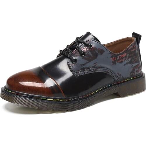 British Style Patent Leather Low Top Martin Shoes for Men 2021 Fashion Tooling Shoes Designer Quality Footwear Leisure Business