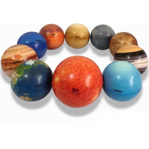 10PCS/LOT 6.3cm Eight Planets Moon Star Ball Toy Colorful Bouncy Sponge Elastic Printing Star Ball Children Educational Toy Gift