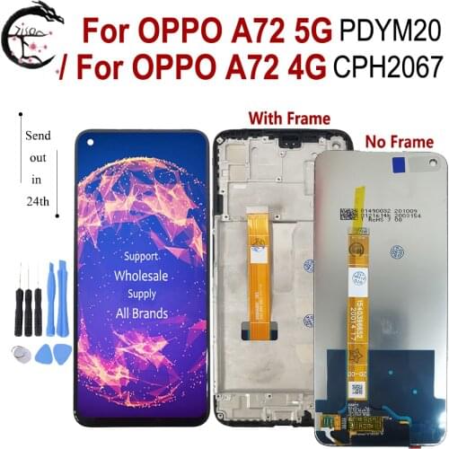 6.5" LCD With Frame For OPPO A72 2020 LCD 4G PH2067 Display 5G PDYM20 Screen Touch Panel Sensor Digitizer Assembly Replacement