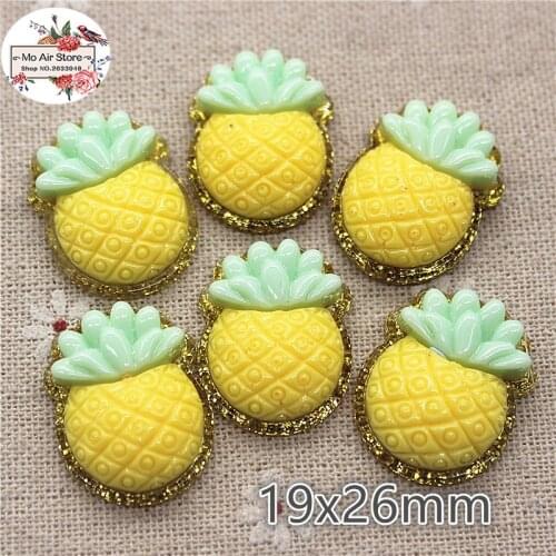 10PCS Resin pineapple fruit Flat back Cabochon imitation food Art Supply Decoration Charm DIY Craft